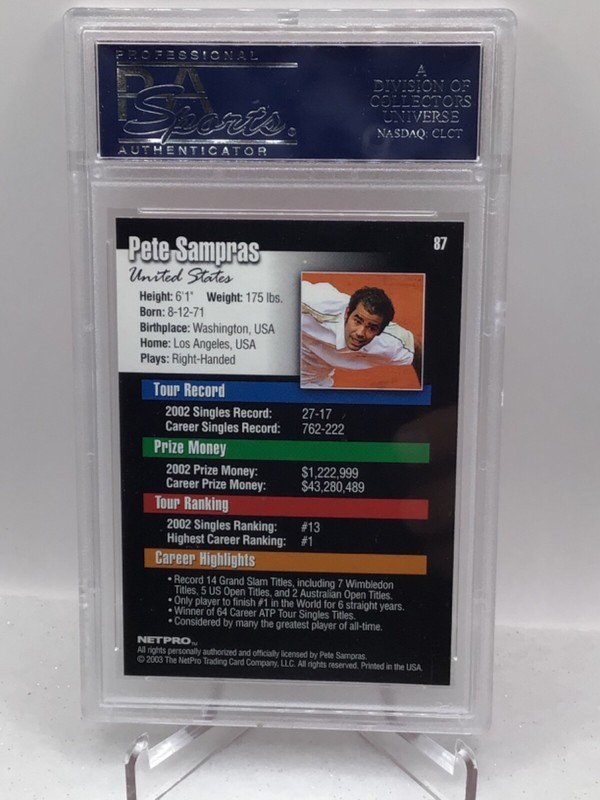 2003 Netpro #87 Pete Sampras PSA 10 (Top Pop) view 2
