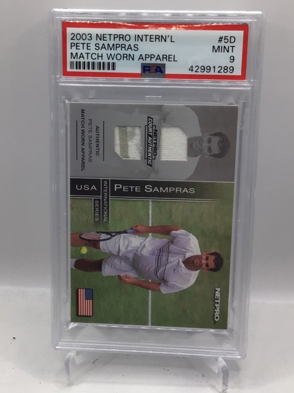 2003 Netpro Intl Match Worn Apparel #5D Pete Sampras PSA 9 (Top Pop, Pop 1) view 1