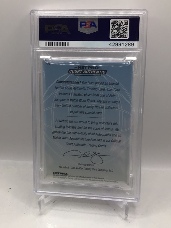 2003 Netpro Intl Match Worn Apparel #5D Pete Sampras PSA 9 (Top Pop, Pop 1) view 2
