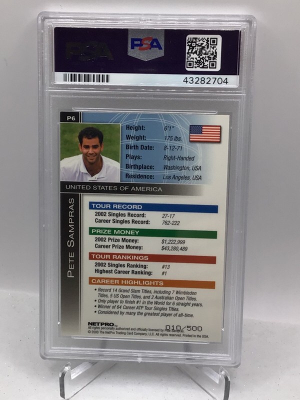 2003 Netpro Glossy International Series Preview #P6 Pete  Sampras PSA 9 view 2