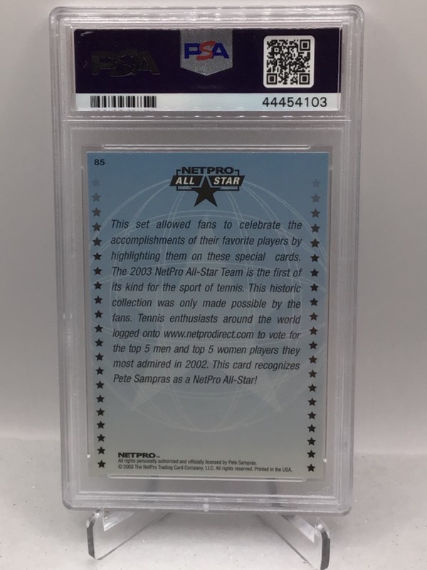 2003 Netpro International Series All Star #85 Pete  Sampras PSA 10 (Top Pop) view 2