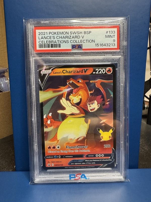 2021 Pokémon Sword Shield BSP Lance’s Charizard V Celebrations PSA 9