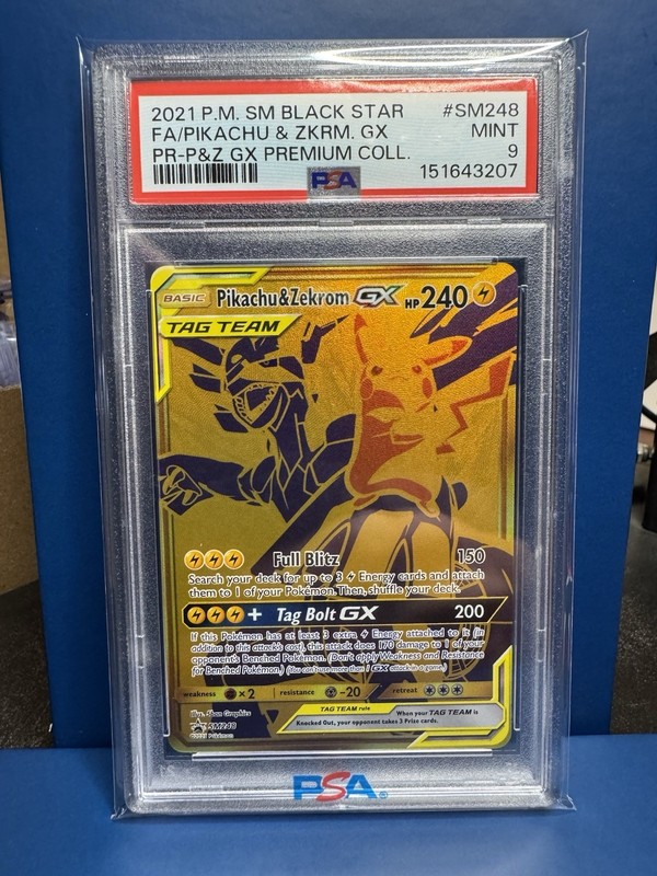 2021 Pokémon SM Black Star Promo Pikachu Zekrom GX Premium Coll PSA 9