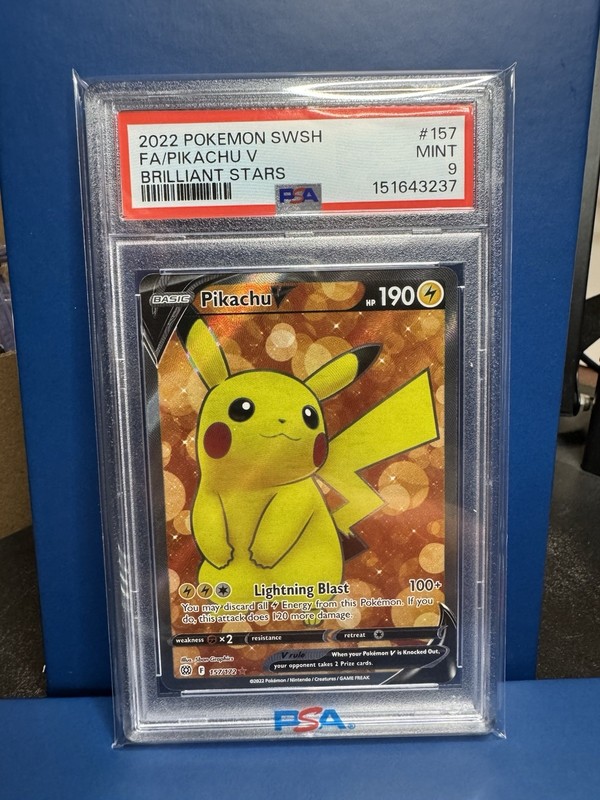 2022 Pokémon Sword & Shield Pikachu V Fa Brilliant Stars PSA 9