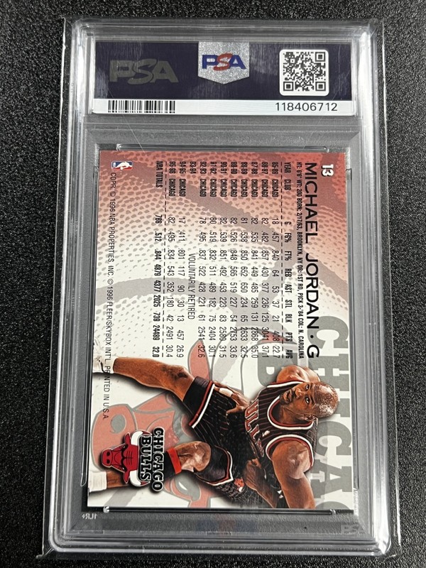 Michael Jordan 1996-97 Fleer #13 PSA 8 NM-MT Chicago Bulls Hall of Fame HOF MVP view 2