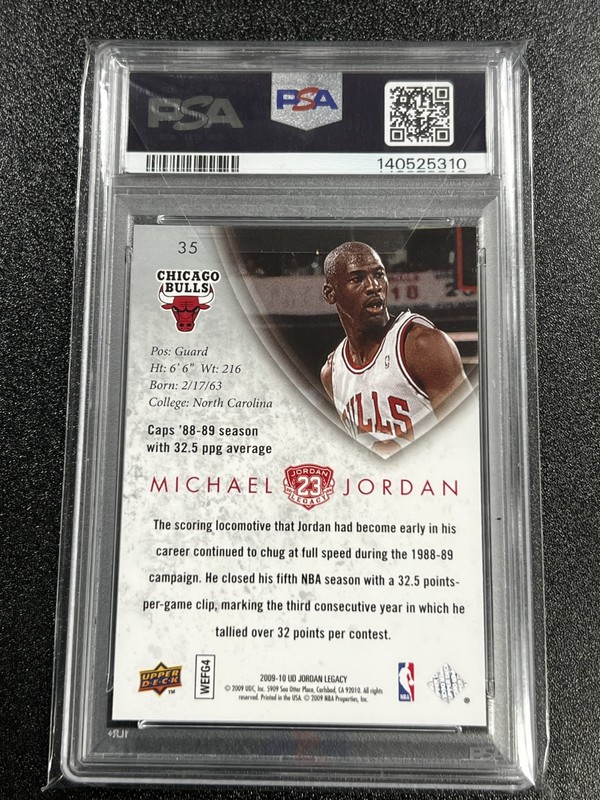 Michael Jordan 2009-10 UD Jordan Legacy Gold #35 PSA 9 Mint MT Chicago Bulls HOF view 2