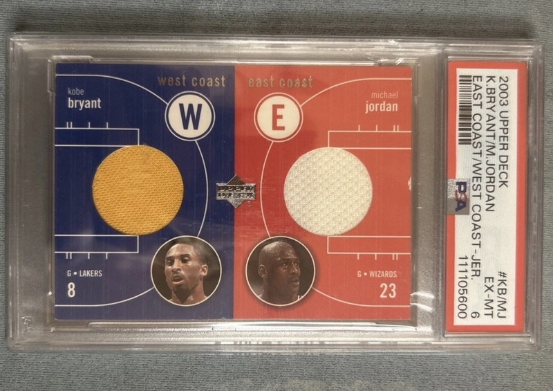 MICHAEL JORDAN KOBE BRYANT PSA 6 2003-04 UD EAST COAST WEST COAST DUAL JERSEY