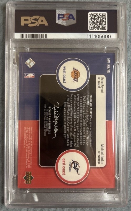 MICHAEL JORDAN KOBE BRYANT PSA 6 2003-04 UD EAST COAST WEST COAST DUAL JERSEY view 2
