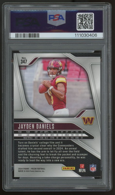 2024 Panini Prizm Jayden Daniels RC #347 PSA 10 view 2
