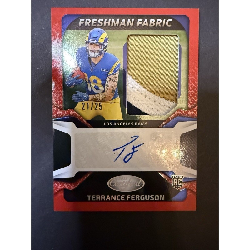 2025 Panini Certified Terrance Ferguson RPA /25 Rams FOTL RC,MEM,AU ROOKIE AUTO