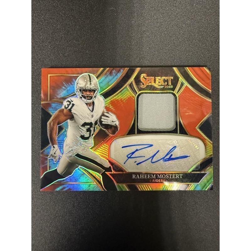 Raheem Mostert 2025 SELECT PATCH AUTOGRAPH TIE-DYE RAIDERS AUTO /25 SME-RMT