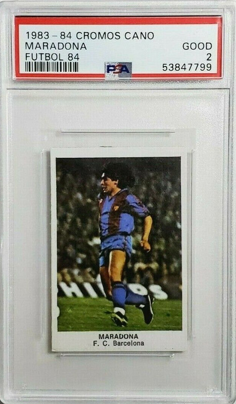 1983 Cromos Cano Futbol 84 Diego Maradona Soccer Card PSA 2 Barcelona 