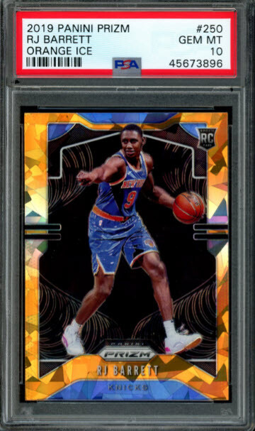 R.J. Barrett 2019 Panini Prizm Orange Ice Rookie Basketball Card GM MT 10 (PSA)
