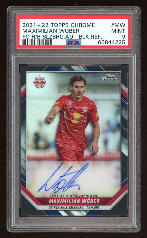 2021 Topps Chrome Salzburg Maximilian Wober Black Ref Rookie Auto /15 PSA 9 MINT
