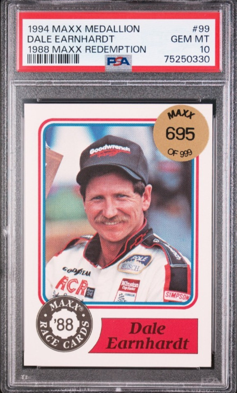 1988 Maxx #99 Dale Earnhardt 1994 Maxx Medallion Buyback /999 Rookie RC PSA 10