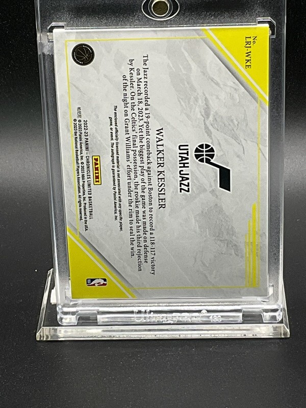 2022-23 CHRONICLES LIMITED WALKER KESSLER RC AUTO PATCH RPA #/99 UTAH JAZZ view 2
