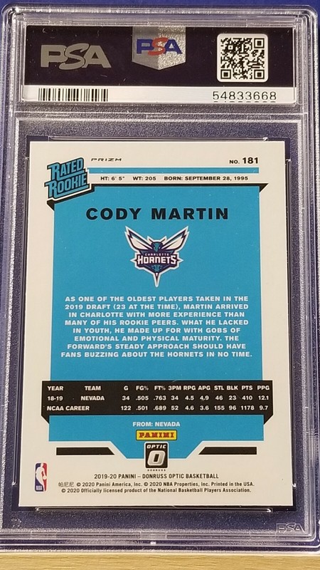 Cody Martin - 2019 Donruss Optic Fanatics   PSA 10   view 2