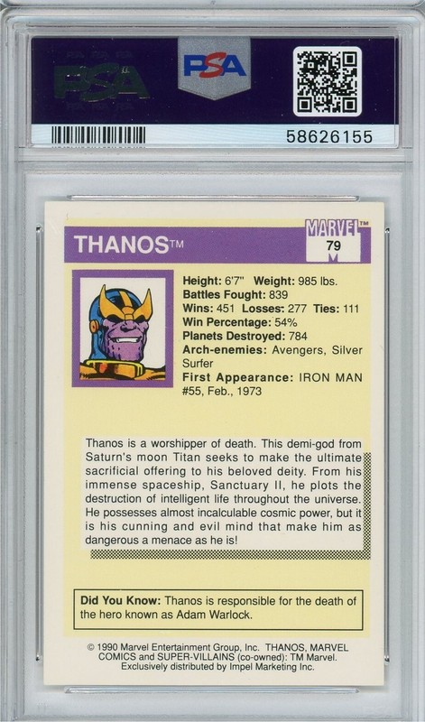 1990 Marvel Universe #79 Thanos PSA 6 view 2