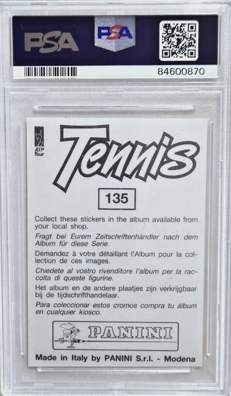 1992 Panini Tennis #135 Pete Sampras Rookie Card RC PSA 7 NM POP 2 view 2
