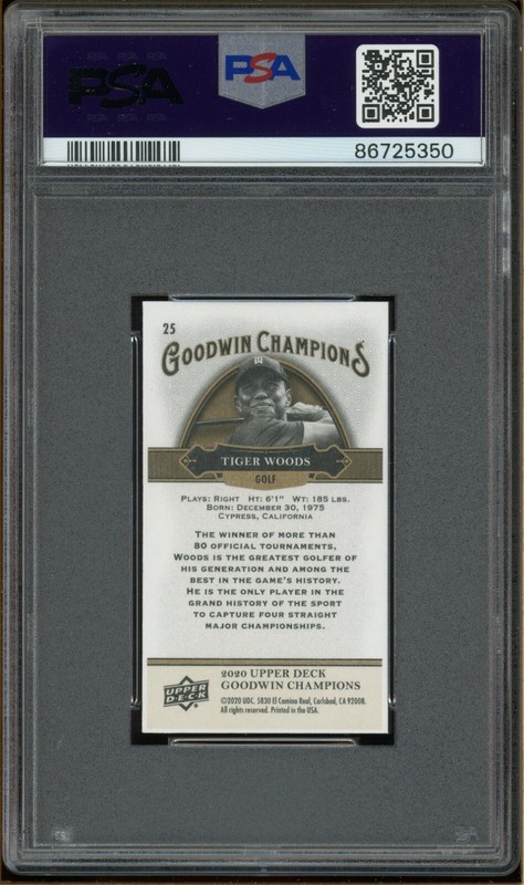 2020 Upper Deck Goodwin Champions Tiger Woods Mini PSA 10 GEM MINT | #25 view 2