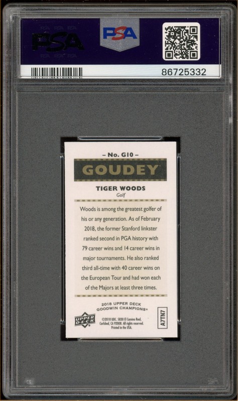 2018 Upper Deck Goodwin Champions Tiger Woods Goudey Mini PSA 10 GEM MINT | #G10 view 2