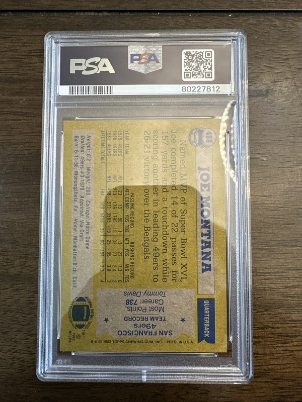 1982 Topps #488 Joe Montana PSA 9 view 2