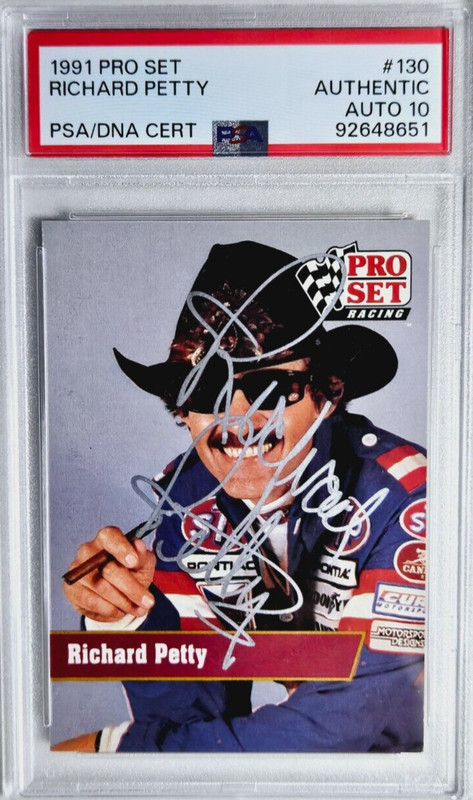 1991 Pro Set #130 Richard Petty Signed Racing Card Autograph PSA 10 Auto GOAT