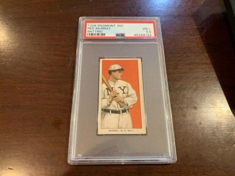 T206 PIEDMONT RED MURRAY BATTING NEW YORK GIANTS PSA VG 3.5 BASEBALL CARD.