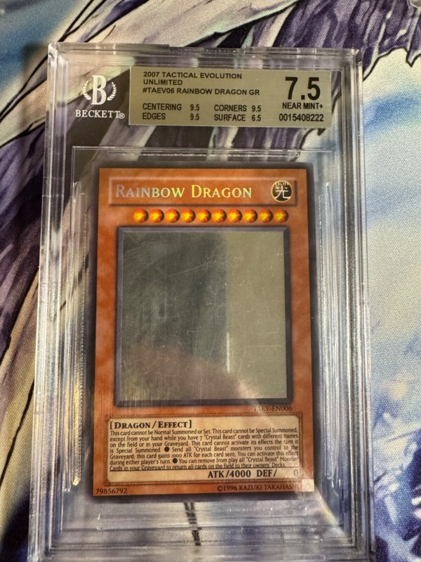 Yu-Gi-Oh! TAEV-EN006 Rainbow Dragon Ghost Rare Unlimited - Clean BGS 7.5 3 9.5s