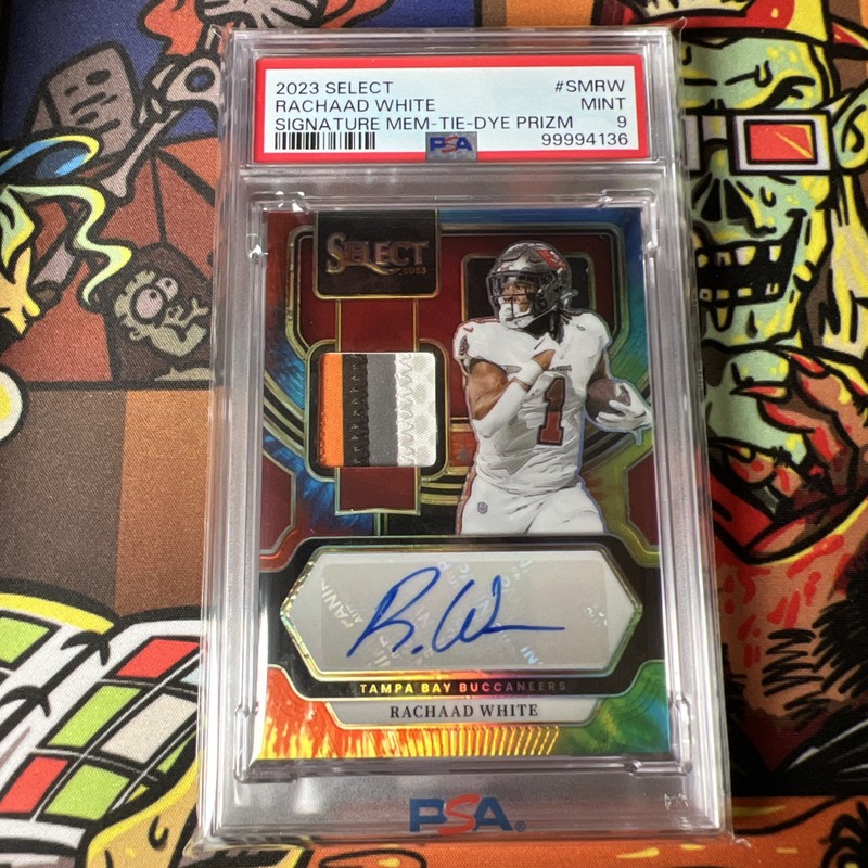 Rachaad White 2023 Panini Select  TIE DYE Patch Auto /25 PSA 9 MINT POP 1! 🔥🥵