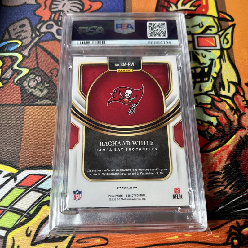 Rachaad White 2023 Panini Select  TIE DYE Patch Auto /25 PSA 9 MINT POP 1! 🔥🥵 view 2