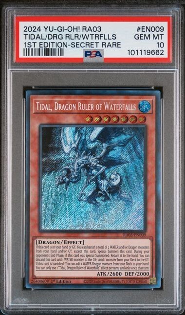 2024 YuGiOh! RA03 Tidal Dragon Ruler of Waterfalls 1st Ed. SR PSA 10 GEM #EN009