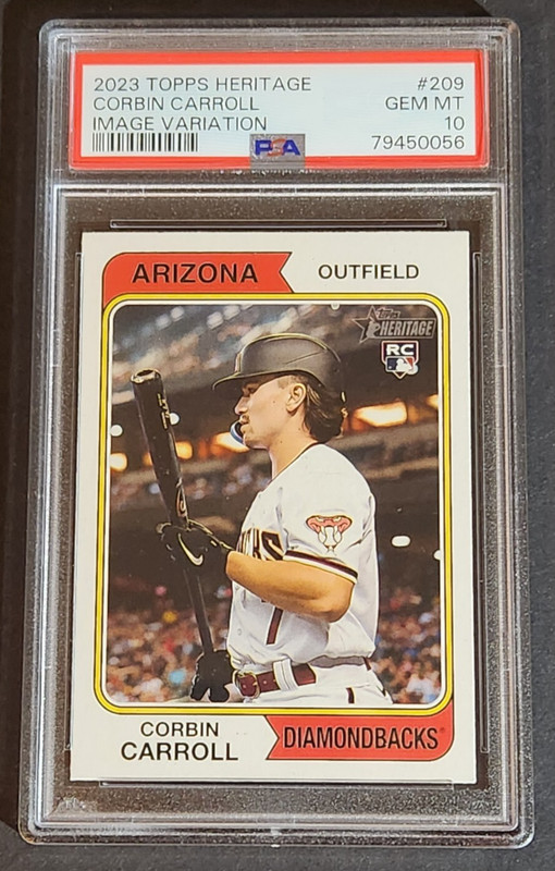 2023 Topps Heritage Corbin Carroll Rookie RC Image Variation PSA 10