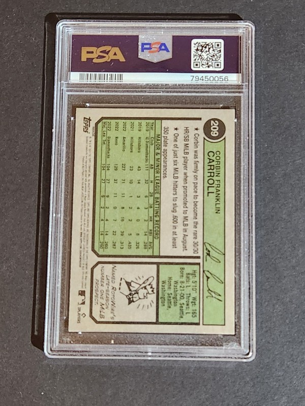2023 Topps Heritage Corbin Carroll Rookie RC Image Variation PSA 10 view 2