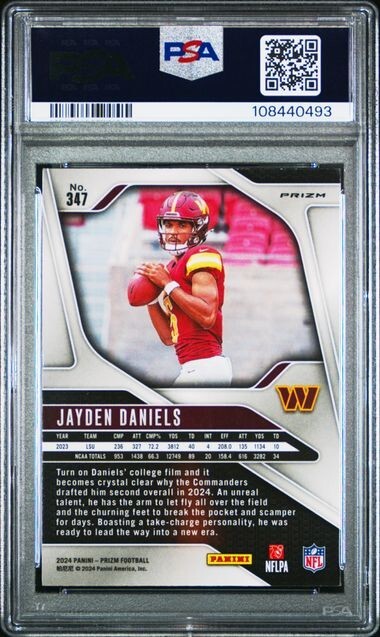 2024 Prizm Jayden Daniels PSA 10 GEM DISCO PRIZM ROOKIE RC #347 Parallel view 2
