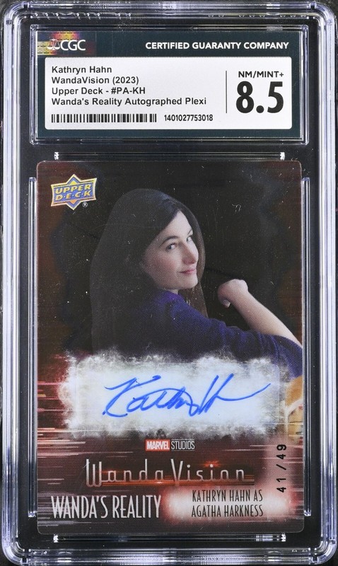 2022 UD Marvel WandaVision Plexi AUTOGRAPH card Kathryn Hahn /49 CGC 8.5 AUTO 9