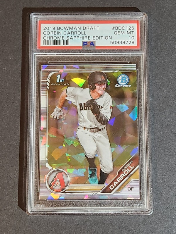 2019 Bowman Chrome 1ST Draft Sapphire Edition Corbin Carroll PSA 10 GEM MT view 1
