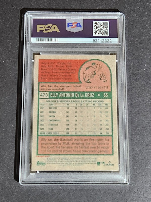 2024 Topps Heritage ELLY DE LA CRUZ Rookie RC PSA 10 GEM MINT view 2