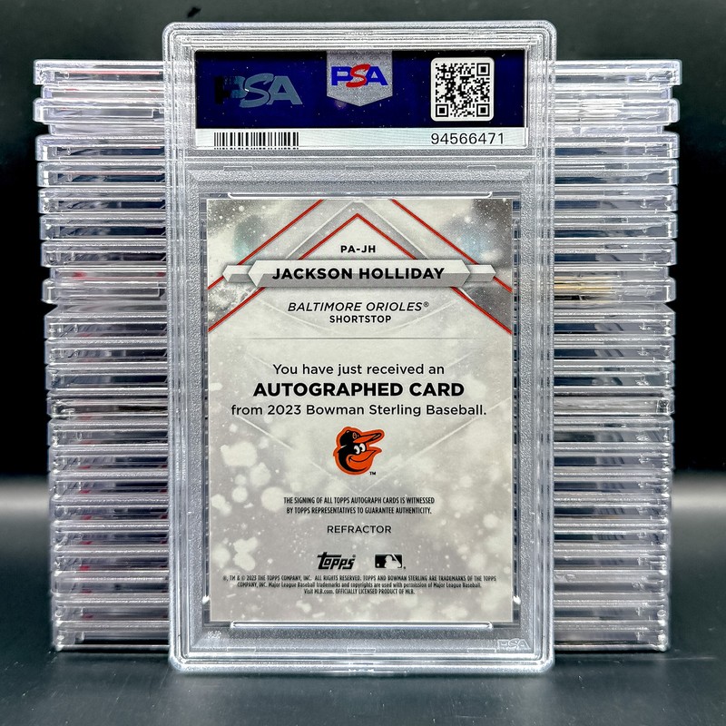 2023 Bowman Sterling Jackson Holliday Prospect Autographs Ref PSA 10 #/150 view 2