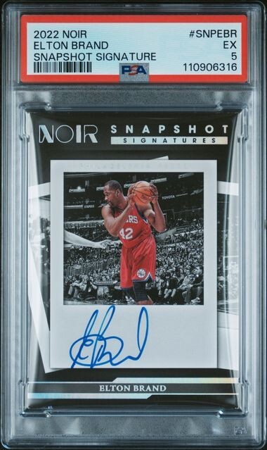 2022 NOIR Elton Brand # d/99 SP Snapshot Signature #SNPEBR Autograph PSA 5 EX view 1