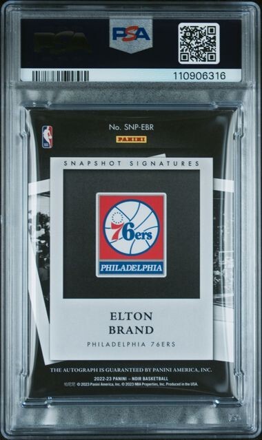 2022 NOIR Elton Brand # d/99 SP Snapshot Signature #SNPEBR Autograph PSA 5 EX view 2