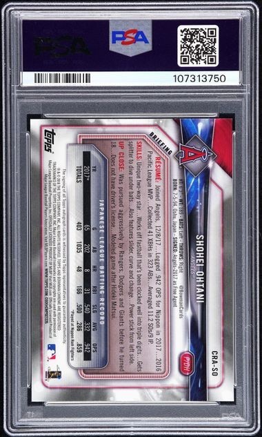 2018 Shohei Ohtani Bowman Autograph Atomic Refractor PSA 9 Auto 10 (POP 2!) view 2