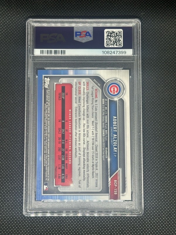 Adbert Alzolay 2019 Bowman Chrome Superfractor Cubs 1/1 PSA 9 view 2
