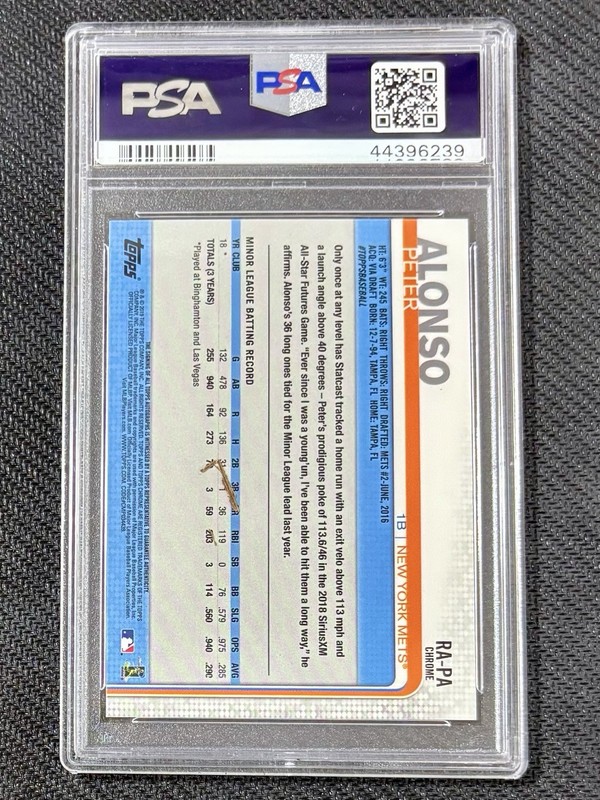 2019 Topps Chrome #RA-PA Pete Alonso Auto PSA 10 view 2