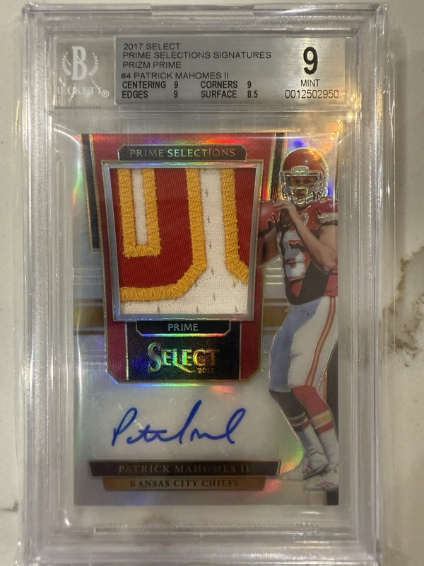 2017 Select Patrick Mahomes II Rookie RPA Auto Patch /49 BGS 9 Mint Prizm Prime