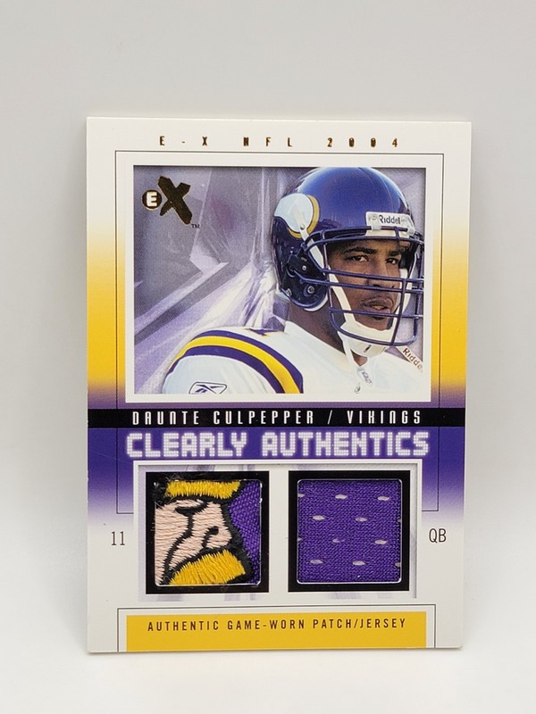 DAUNTE CULPEPPER 2004 Fleer EX Clearly Authentics GameWorn Patch Vikings LOGOMAN