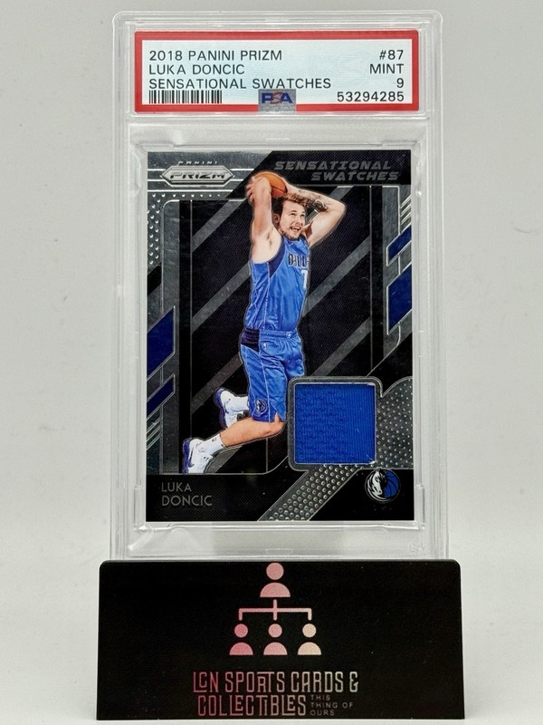 2018-19 Panini Prizm Basketball Luka Doncic Sensational Swatches RC PSA 9