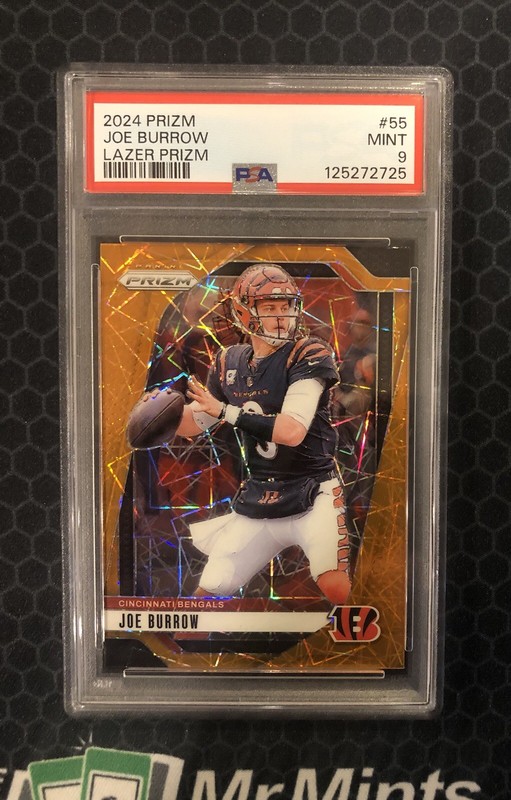 🏈 2024 Panini Laser Prizm #55 - Joe Burrow - PSA 9 - Bengals - Color Match  🏈