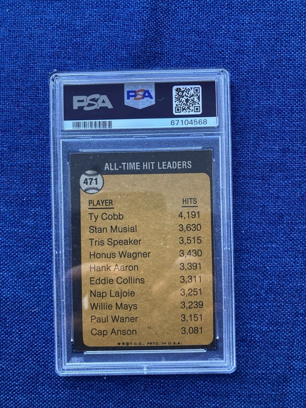 1973 Topps #471 Ty Cobb The All-Time Hit Leader PSA 7 Graded Baseball Card view 2
