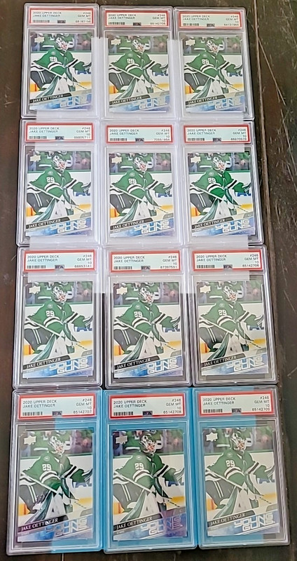 2020-21 Jake Oettinger Upper Deck Young Guns #246 Rookie RC PSA 10 GEM MINT view 1